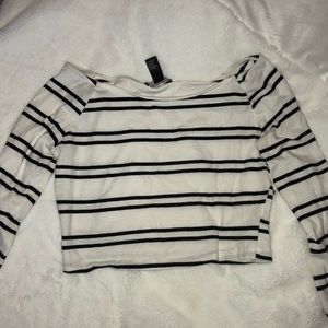 Black and white striped crop top